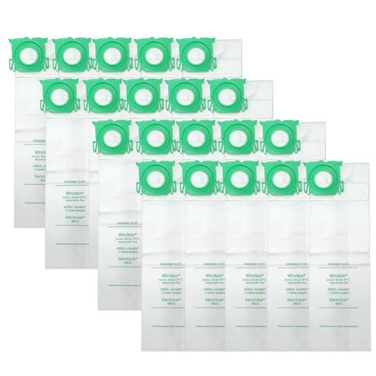 The Better Bundle 20-Pack Replacement Micro Filter Vacuum Bags for Windsor Sensor S12 S15 XP12 XP15 XP18 SR12 SR15 SR18 Versamatic Plus & Sebo C/G/X Series Replaces #5300REP