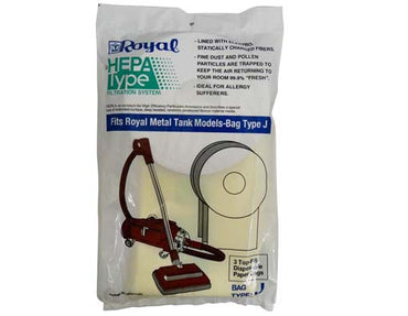Royal-Aire Type J HEPA Vacuum Bags Genuine 3 Pack - VacBagsUSA