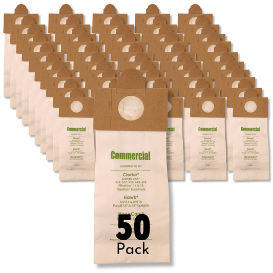 The Better Bundle 50-Pack Replacement Vacuum Cleaner Bags for Clarke/Hawk/NaceCare 504, 517, 518, 614, 618, CombiVac, FiltraPac, Fusion, UVT14, UVT18, Pursuit – Durable Design – The Better Bundle. - VacBagsUSA