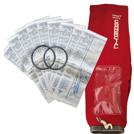 VacBagsUSA Professional Bundle Kit For Sanitaire Eureka Including (9) Style F&G 2-Ply Vacuum Cleaner Bags + (1)Outer Vacuum Cleaner Bag w/ Latch (Replaces #53506-8) + (2) Style RD Round Belts
