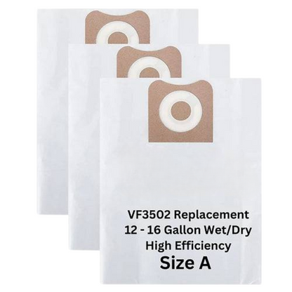 VacBagsUSA® Replacement Dust Collection Bags for RIDGID® 12-16 Gallon (VF3502) Size A High Efficiency