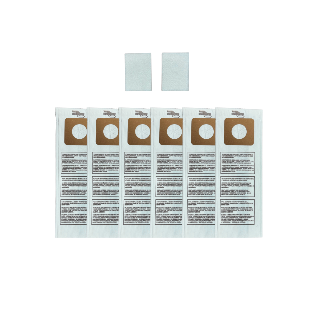 Set of vacuum filter bags with 2 Filters on a white background