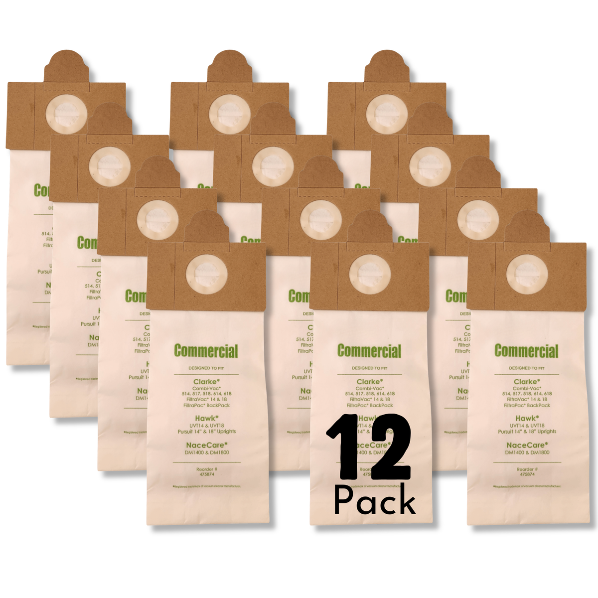 VacBagsUSA® Replacement Vacuum Cleaner Bags for Clarke® / Hawk® / NaceCare® 2-Ply - VacBagsUSA