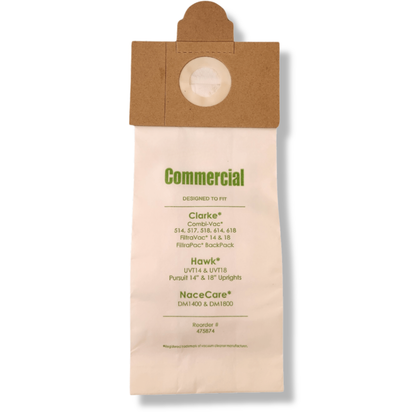 VacBagsUSA® Replacement Vacuum Cleaner Bags for Clarke® / Hawk® / NaceCare® 2-Ply