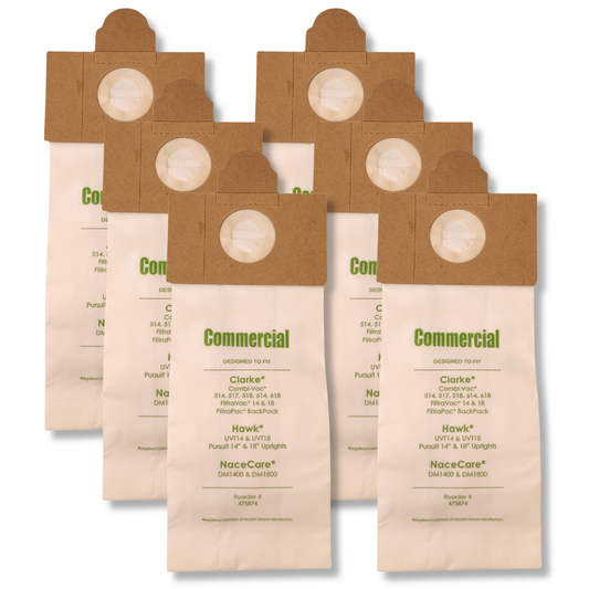 VacBagsUSA® Replacement Vacuum Cleaner Bags for Clarke® / Hawk® / NaceCare® 2-Ply - VacBagsUSA