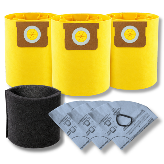 The Better Bundle Professional Bundle for Shop-Vac 5-8 Gallon Vacuums - Includes 3-Pack High Efficiency Dust Bags, Foam Filter & Dry Disc Filters - VacBagsUSA