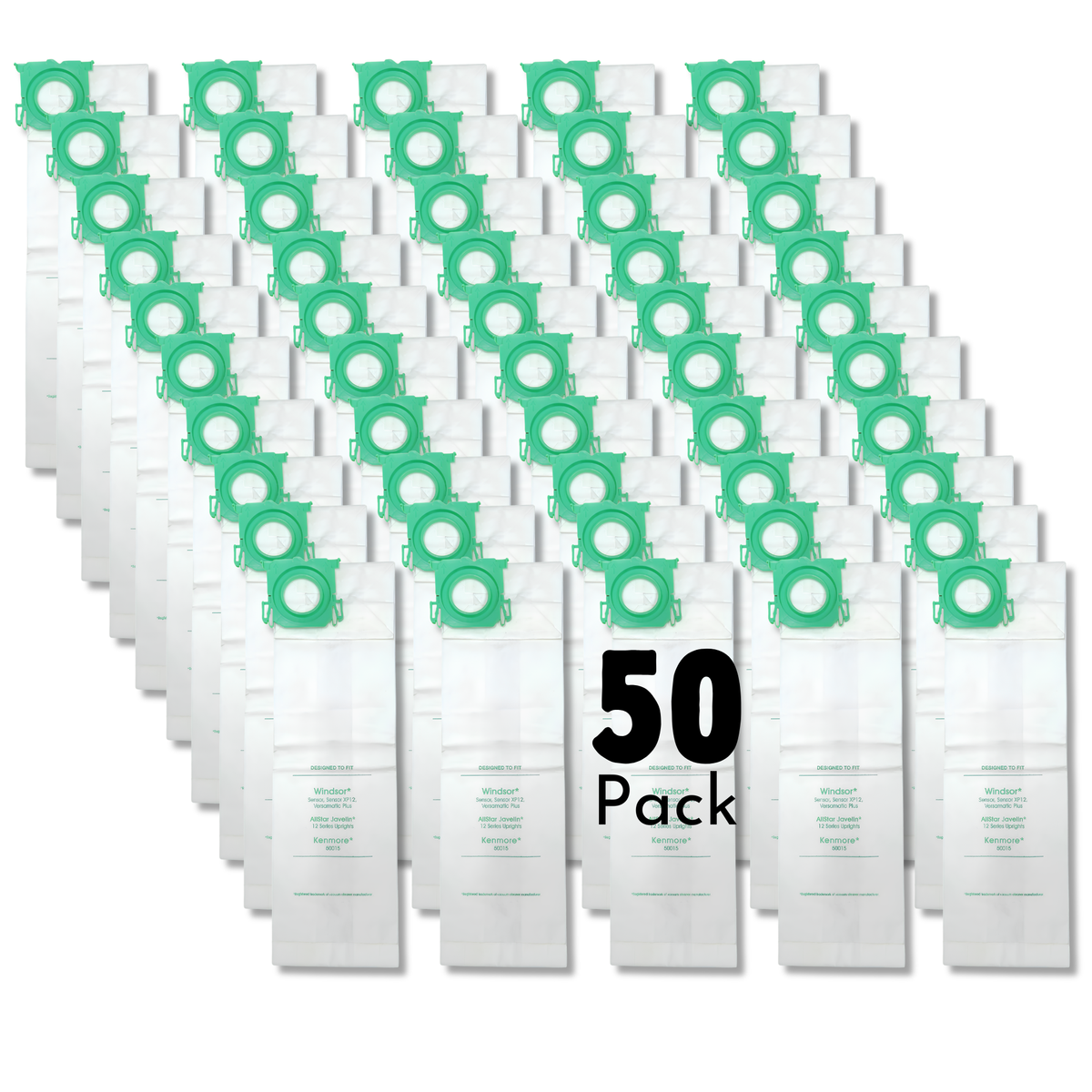 The Better Bundle 50-Pack Replacement Micro Filter Vacuum Bags for Windsor Sensor S12 S15 XP12 XP15 XP18 SR12 SR15 SR18 Versamatic Plus & Sebo C/G/X Series Replaces #5300REP - VacBagsUSA